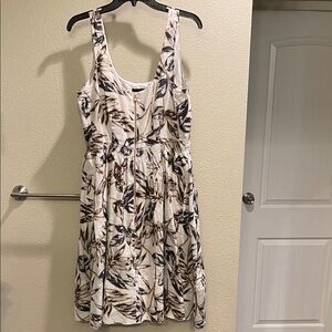 BOGO J. Crew Leaf Print Midi Dress in Cream and Gold